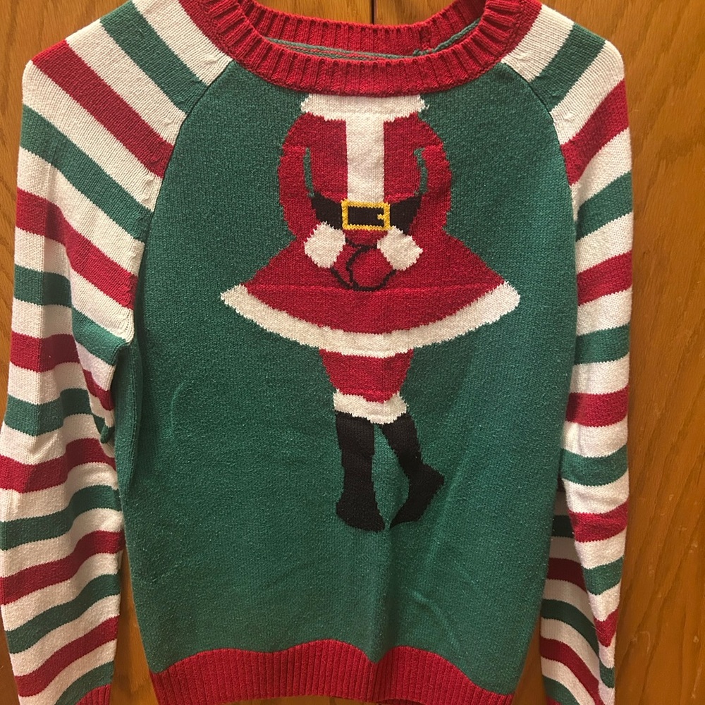 Ugly Christmas Sweater Santa Design in Green and Red